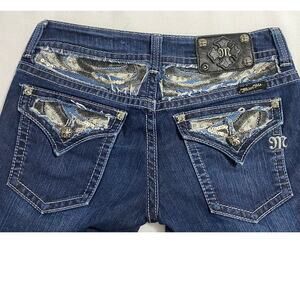 Miss Me Jeans, Rhinestone jp5124b6 Boot Blue Denim Size 27